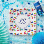 Assiettes En Carton Oiseaux et fleurs printemps motif blanc (Fête)