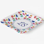 Assiettes En Carton Oiseaux et fleurs printemps motif blanc (Angulaire)