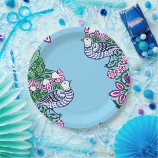 Assiettes En Carton Oiseaux folkloriques Fleurs Acorns