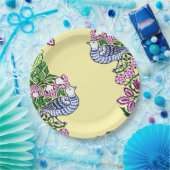 Assiettes En Carton Oiseaux folkloriques Fleurs Acorns (Fête)