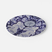 Assiettes En Carton Oiseaux lapins bleus et blancs Première Pâques (Angle)