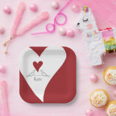 Assiettes En Carton Oiseaux modernes simples personnalisés en amour Co (Fête)