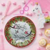 Assiettes En Carton Oiseaux Personnalisés En Aiguilles À Pins De Neige (Fête)