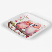 Assiettes En Carton Oiseaux rouges et roses (Angulaire)