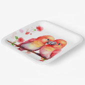 Assiettes En Carton Oiseaux rouges jaunes oranges (Angulaire)