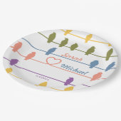 Assiettes En Carton Oiseaux sur un fil avec une torsion romantique. Co (Angle)