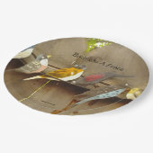 Assiettes En Carton Oiseaux Sur Une clôture (Angle)