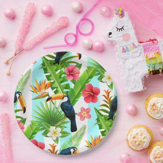 Assiettes En Carton Oiseaux tropicaux (Fête)