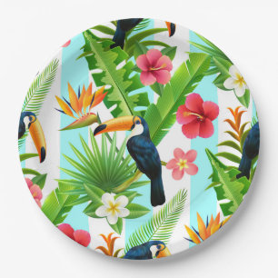 Assiettes En Carton Oiseaux tropicaux