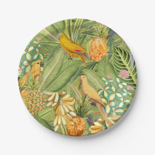 Assiettes En Carton Oiseaux Tropicaux Vintage dans un Paradis de Jungl