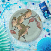 Assiettes En Carton Oiseaux verts Plaques de papier d'art japonais Vin (Fête)