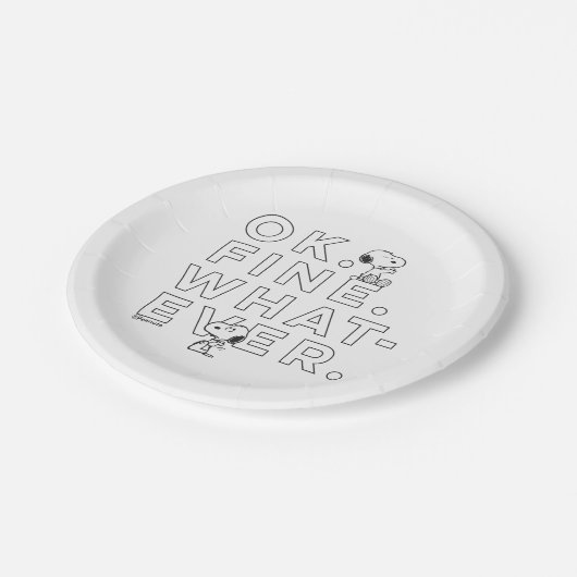 Assiettes En Carton "Ok. Bien. Peu importe." - Snoopy (Angle)