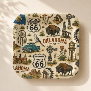 Assiettes En Carton Oklahoma Route 66 Prairie Party