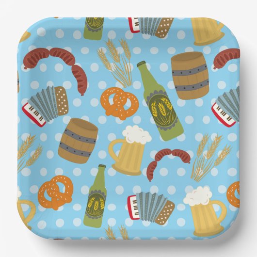Assiettes En Carton Oktoberfest nourriture et boisson (Recto)