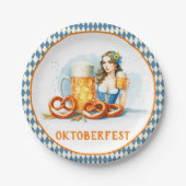 Assiettes En Carton Oktoberfest Party Avec Bière Et Pretzels ai (Devant)
