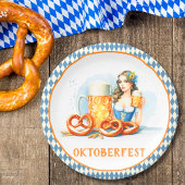 Assiettes En Carton Oktoberfest Party Avec Bière Et Pretzels ai