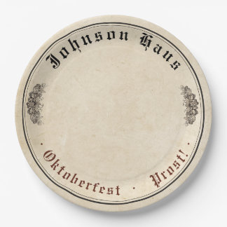 Assiettes En Carton Oktoberfest Vintage Haus de Bière Votre Nom