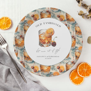 Assiettes En Carton "Old Fashioned" Cocktail Anniversaire