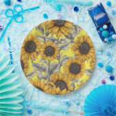 Assiettes En Carton Old Fashioned Sunflowers  (Fête)