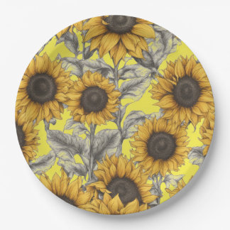 Assiettes En Carton Old Fashioned Sunflowers 