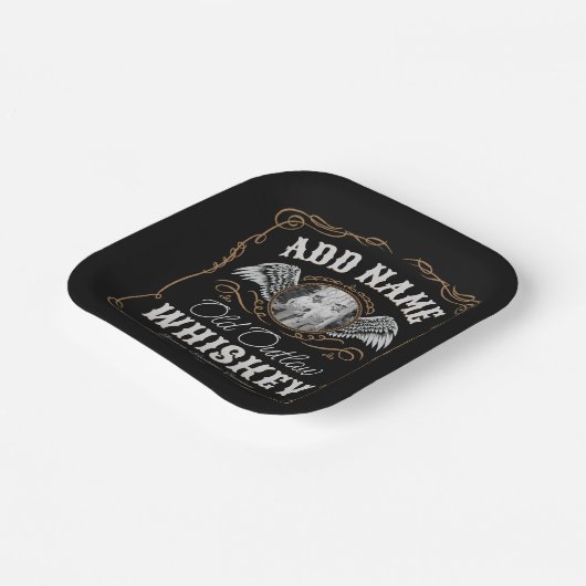 Assiettes En Carton Old Moonshine Whiskey Étiquette AJOUTER PHOTO Nom  (Angulaire)