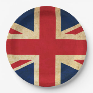 Assiettes En Carton Old Vintage Grunge United Kingdom Flag Union