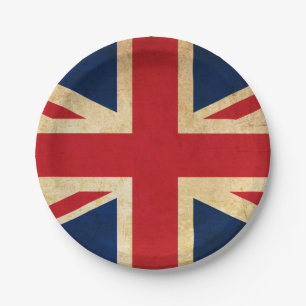 Assiettes En Carton Old Vintage Grunge United Kingdom Flag Union