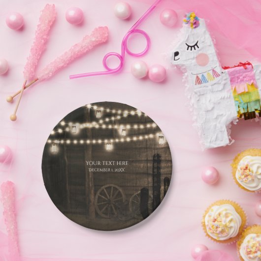 Assiettes En Carton Old Western Saloon & Lumières Rustique Mariage (Fête)