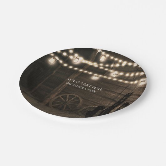 Assiettes En Carton Old Western Saloon & Lumières Rustique Mariage (Angle)