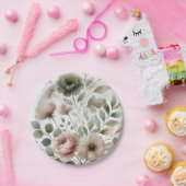 Assiettes En Carton Olive et Mariage floral rose pâle (Fête)