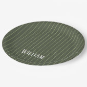 Assiettes En Carton Olive Pinstripes (Angle)