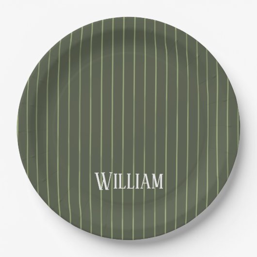 Assiettes En Carton Olive Pinstripes (Devant)