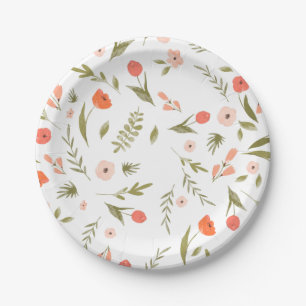 Assiettes En Carton Olive rose Fleur sauvage de prairie