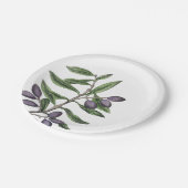 Assiettes En Carton Olive Tree Branch Green Purple Plate (Angle)