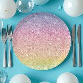 Assiettes En Carton Ombre de Parties scintillant arc-en-ciel