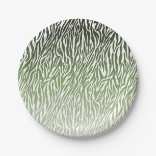 Assiettes En Carton Ombre d'impression verte Zebra