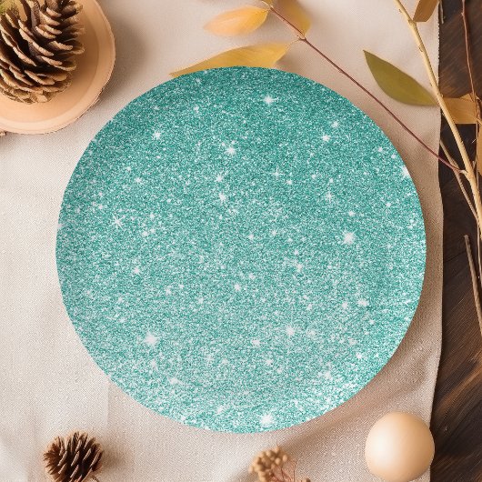 Assiettes En Carton Ombre Parties scintillant turquoise