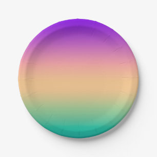Assiettes En Carton Ombre rayonnant vert jaune rose violet bleu doux
