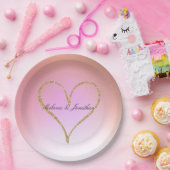 Assiettes En Carton Ombre rose Coeur Parties scintillant Or (Fête)