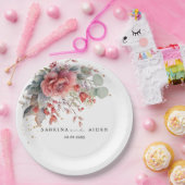 Assiettes En Carton Ombre rose Foncé Mariage bleu Duisy (Fête)