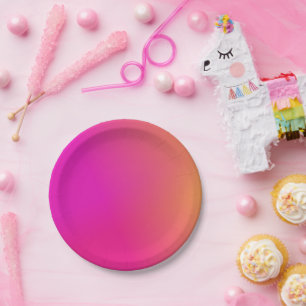 Assiettes En Carton Ombre rose orange jaune