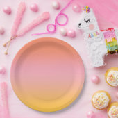 Assiettes En Carton Ombre soleil esthétique Peach rose jaune dégradé (Fête)