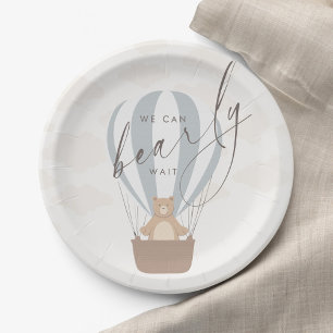Assiettes En Carton On Peut Attendre Baby Boy Blue Balloon Douche