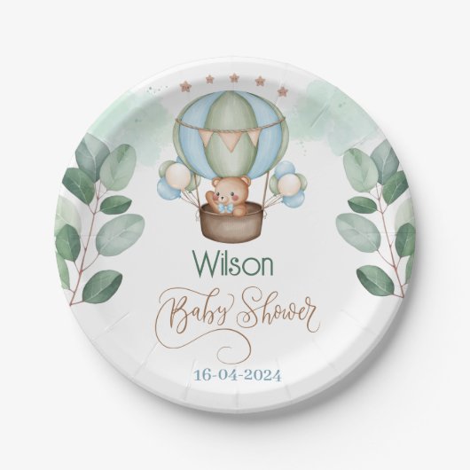 Assiettes En Carton on peut attendre baby shower bear (Devant)