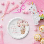 Assiettes En Carton On Peut Attendre | Bear Balloon Baby shower rose (Fête)