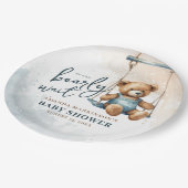 Assiettes En Carton On peut attendre Denim Teddy Bear Baby shower (Angle)