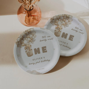 Assiettes En Carton On peut attendre des ballons beiges 1er anniversai