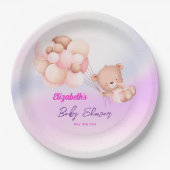 Assiettes En Carton On Peut Attendre Le Baby shower Rose Violet Fille (Devant)