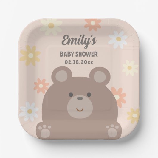 Assiettes En Carton On Peut Attendre Les Filles Baby showers De Fille (Recto)