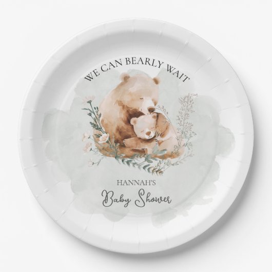 Assiettes En Carton On Peut Attendre Teddy Bear Baby shower (Devant)